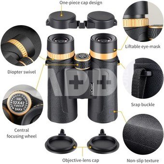K&F Concept HY1242 12x42 Binoculars with 20mm Large View Eyepiece & BAK4 Clear Light Vision
