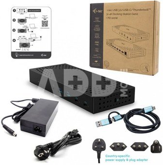 i-tec USB 3.0 / USB-C / Thunderbolt, 3x 4K Docking Station Gen 2 + Power Delivery 100W