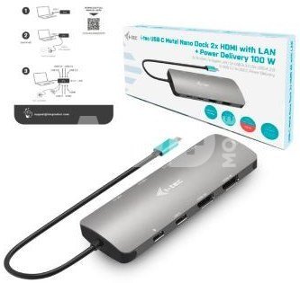 i-tec USB-C Metal Nano docking station 2x HDMI Display + Power Delivery 100W