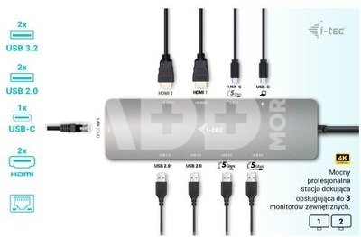 i-tec USB-C Metal Nano docking station 2x HDMI Display + Power Delivery 100W