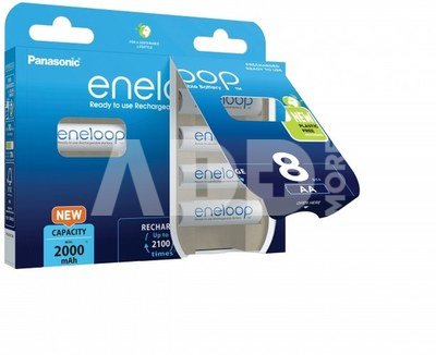 Įkraunamos baterijos Panasonic ENELOOP BK-3MCDE/8BE, 1900 mAh, 2100 (8xAA)