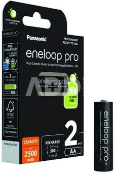 Rechargeable batteries Panasonic ENELOOP Pro BK-3HCDE/2BE, 2500 mAh, 500 (2xAA)