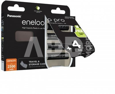 Įkraunamos baterijos Panasonic ENELOOP Pro BK-3HCDEC4BE , 2500 mAh, 500 (4xAA) dėžutėje
