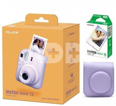 Kiirkaamera Fujifilm instax mini 12 LILAC PURPLE+instax mini glossy (10pl)+originaalne kott