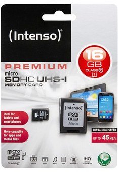 Intenso microSDHC Card 16GB Premium Class 10 UHS-I