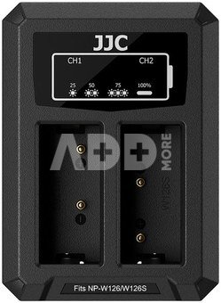JJC Fuji DCH W126TC USB C Dual Battery Charger (voor Fuji NP W126 accu)