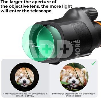 K&F 12*50 BAK4 High Checklist Binoculars waterproof with Aka dovetail groove,Black