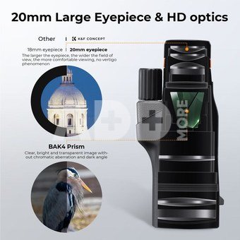 K&F 12*50 BAK4 High Checklist Binoculars waterproof with Aka dovetail groove,Black
