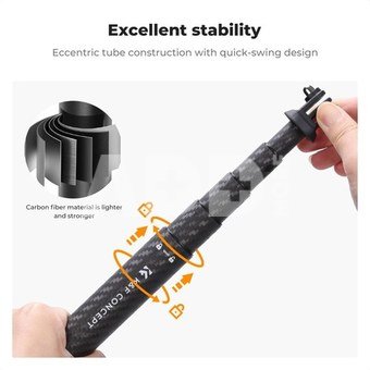 K&F Concept Invisible Selfie Stick, Extension Carbon Long Pole（127cm/50in）