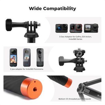 K&F Concept Invisible Selfie Stick, Extension Carbon Long Pole（127cm/50in）