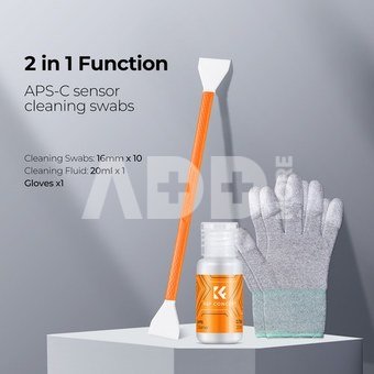 K&F Concept K&F 2 in 1 kit 16mm Double-Headed Cleaning Stick Set for CMOS APS-C Frame Sensor*10pcs+1*20ml cleani