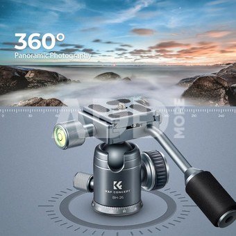 K&F Concept K&F 26mm Metal Tripod Ball Head with Handle 360 Degree Rotating Panoramic with 1/4 inch Quick Release