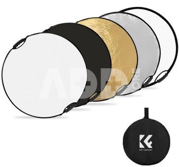K&F Concept K&F 60cm 5 in 1 round reflector with handle foldable multiple discs with tote bag - translucent, sil