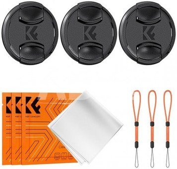 K&F Concept K&F 72MM Lens Caps Kit with K&F LOGO caps*3+Anti-lost rope*3+vacuum cleaning cloth*3