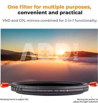 K&F Concept K&F 77MM, C Series,multifunctional CPL+Variable/Fader ND 2~32 filter, HD, Waterproof, Anti Scratch