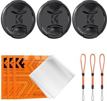 K&F Concept K&F 77MM Lens Caps Kit with K&F LOGO caps*3+Anti-lost rope*3+vacuum cleaning cloth*3