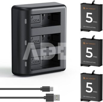 K&F Concept K&F DJI Osmo Action 5 Pro 3x Battery + Charger