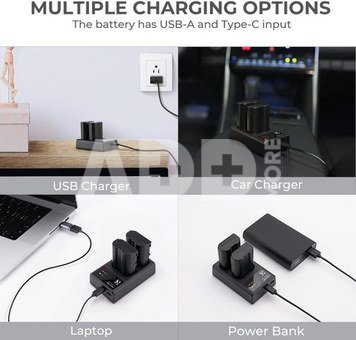 K&F Concept K&F EN-EL15 2000mAh Digital Camera Dual Battery with Dual Channel Charger, for Nikon Camera Charger
