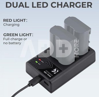 K&F Concept K&F EN-EL15 Digital Camera Dual Channel Charger with type c Charging Cable