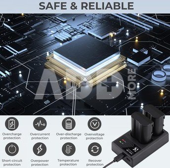 K&F Concept K&F EN-EL15 Digital Camera Dual Channel Charger with type c Charging Cable