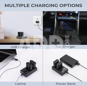 K&F Concept K&F EN-EL15 Digital Camera Dual Channel Charger with type c Charging Cable