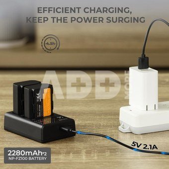 K&F Concept K&F FZ100 2000mAh Digital Camera Dual Battery with Dual Channel Charger, for Sony Camera Charger