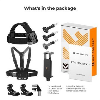 K&F Concept K&F Head Strap & Chest Mount Set for GoPro Hero, Session DJI Osmo Action Cameras
