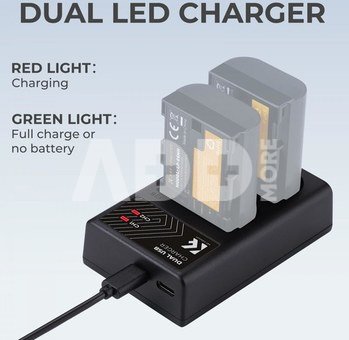 K&F Concept K&F LPE6NH Digital Camera Dual Channel Charger with type c Charging Cable