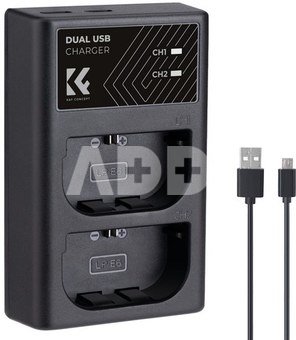 K&F Concept K&F LPE6NH Digital Camera Dual Channel Charger with type c Charging Cable