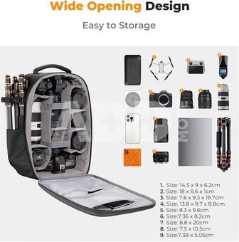 K&F Concept K&F Multi functional Haedshell Camera Backpack.Color: Black