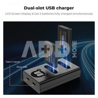 K&F Concept K&F Ricoh DB-110 Digital Camera Dual Battery with Dual Channel Charger, 2 batteries