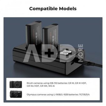 K&F Concept K&F Ricoh DB-110 Digital Camera Dual Battery with Dual Channel Charger, 2 batteries