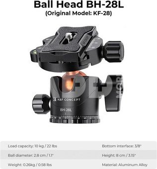 K&F Concept T254A4 tripod with BH-28L ball head