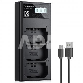 K&F Concept Sony NP-FW50 3-pack Camera Charger with LCD Display