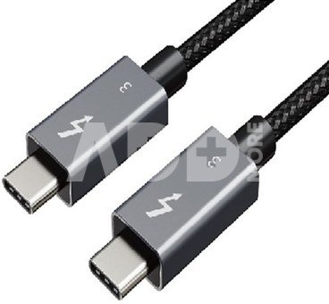 Kabelis Thunderbolt 3, USB-C - USB-C, 40Gbps, 100W, 20V/ 5A, 4K/ 60HZ, 1m