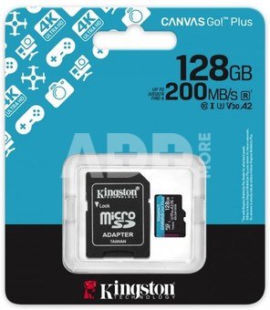 KINGSTON 128GB UHS-I microSD Memory Card with SD Adapter (Class 10, U3, V30)