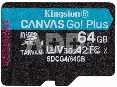 KINGSTON 64GB UHS-I microSD Memory Card with SD Adapter (Class 10, U3, V30)