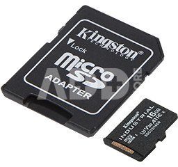 Kingston UHS-I 16 GB, microSDHC/SDXC Industrial Card, Flash memory class Class 10, UHS-I, U3, V30, A1, SD Adapter