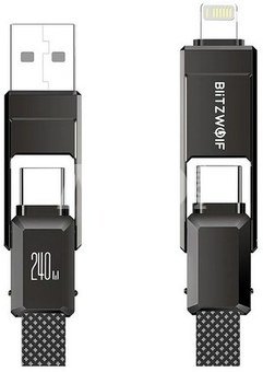 Blitzwolf BW-HDC7 4-in-1 USB+C+Lightning cable 240W 1.2m (black)