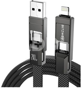 Blitzwolf BW-HDC7 4-in-1 USB+C+Lightning cable 240W 1.2m (black)