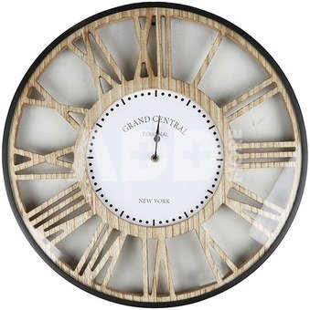 Laikrodis sieninis juodos/medžio sp. D50 cm Urban Living 33958