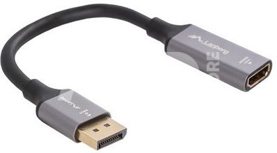 Lanberg Displayport (M) to HDMI (F) Adapter 8K on cable 20cm, Silver | AD-DP-HD-04