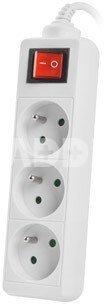 Lanberg Power strip 1.5m, white, 3 sockets, with switch, cable made of solid copper