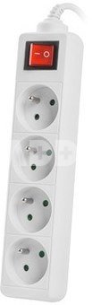 Lanberg Power strip 1.5m, white, 4 sockets, with switch, cable made of solid copper