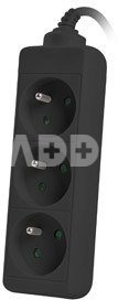 Lanberg Power strip 3m, black, 3 sockets, cable made of solid copper