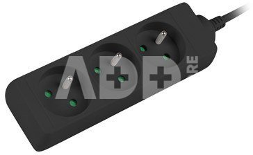 Lanberg Power strip 3m, black, 3 sockets, cable made of solid copper