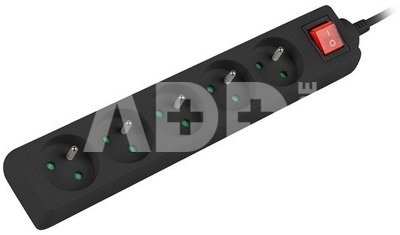 Lanberg Power strip 3m, black, 5 sockets, with switch, cable made of solid copper