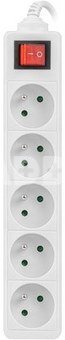 Lanberg Power strip 3m, white, 5 sockets, with switch, cable made of solid copper