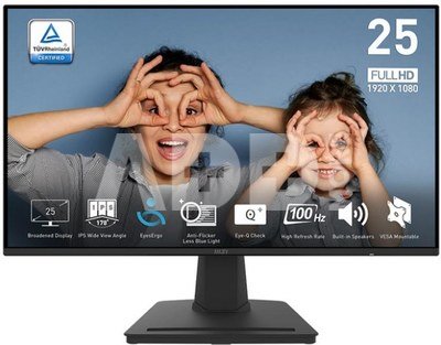 LCD Monitor|MSI|PRO MP252|24.5"|Panel IPS|1920x1080|16:9|100Hz|Matte|1 ms|Speakers|Tilt|Colour Black|PROMP252