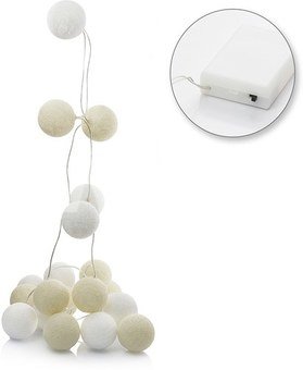 LED medvilniniai kamuoliai ( Cotton ball ) 20 vnt. baterijos AAA SAVEX
